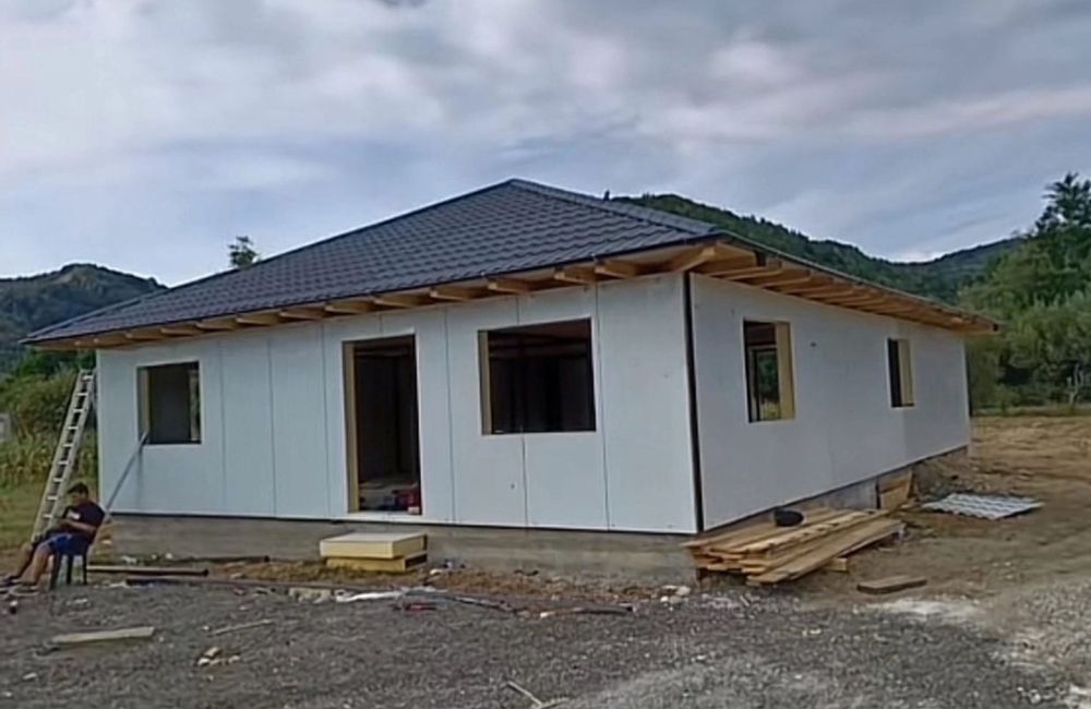 Vand case din lemn si pe structura metalica