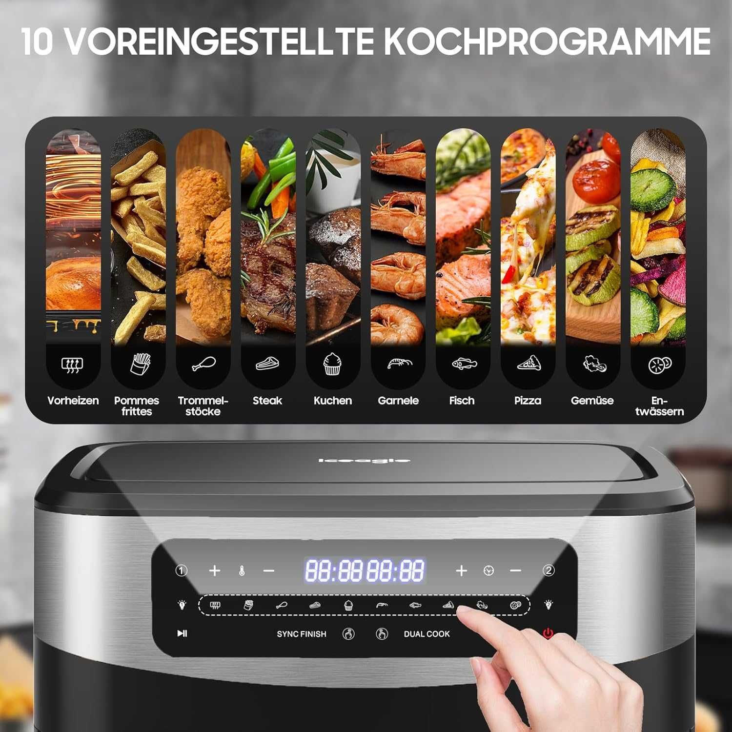 Уред за готвене с горещ въздух и фурна Iceagle 12L KDFO-5511DTW 2600W