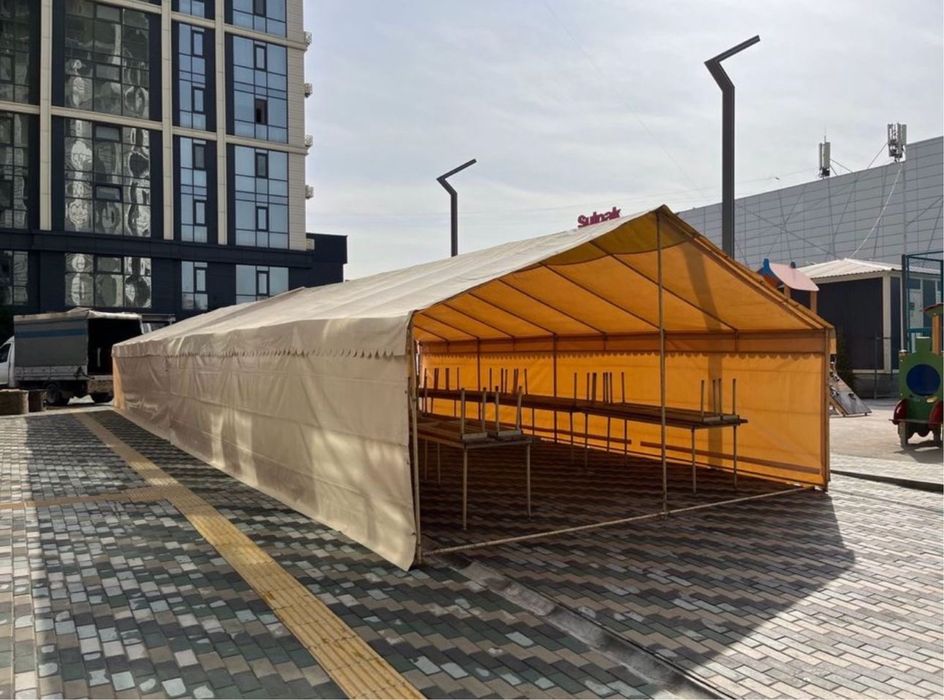 Аренда палатки столы скамейки, казан ошак, посуды.