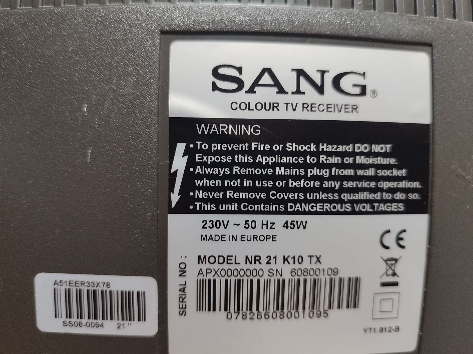 Ретро цветен телевизор SANG, модел 21 K10 TX