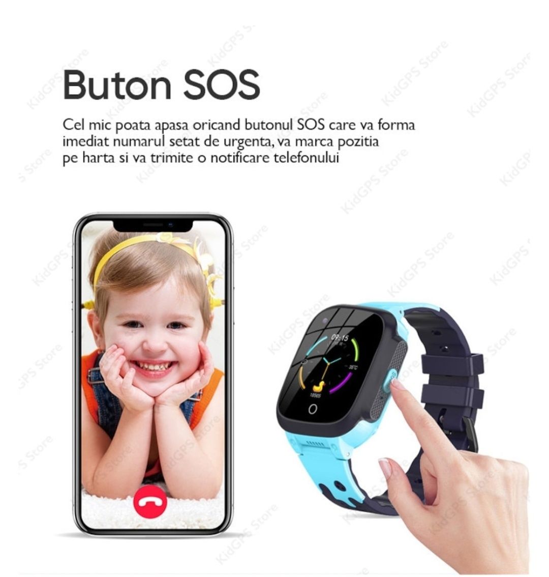 Ceas Smartwatch GPS copii  LT25, 4G, Buton SOS, Monitorizare Spion