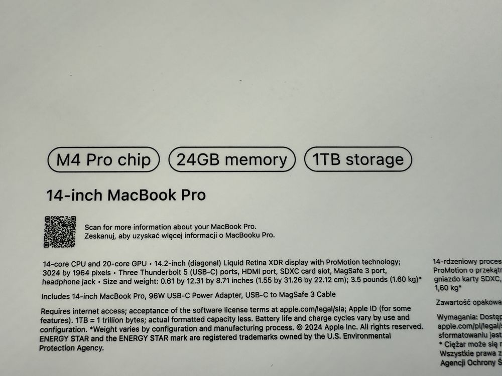 MacBook Pro 14" M4 Pro, 14CPU, 20GPU, 24GB RAM, 1TB Silver, iStyle
