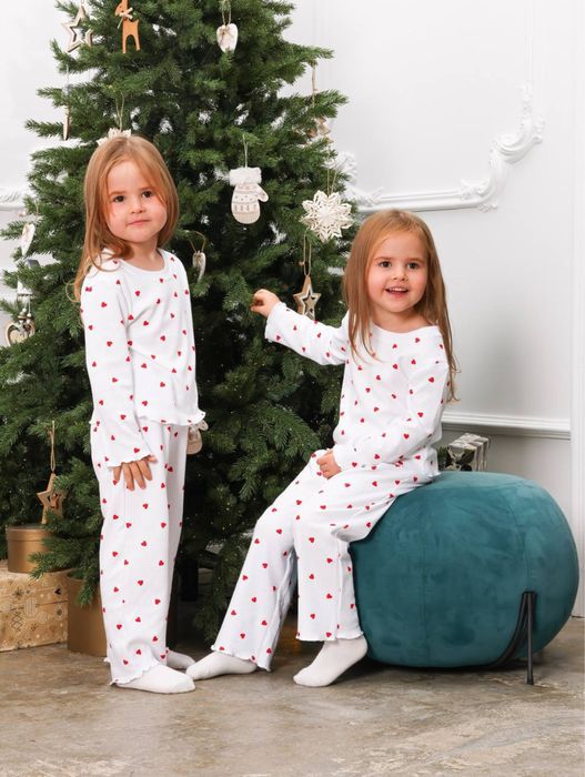 Десткая пижама с сердечками для девочек 100% хлопок