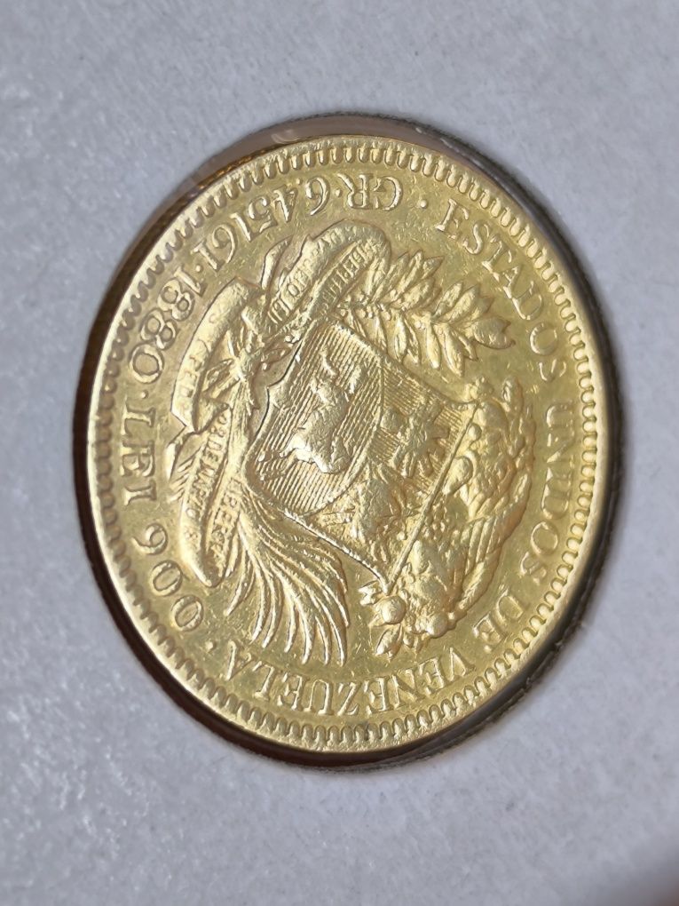 20 боливара 1880 год, " Симон Боливар"Венецуела , злато 6.45 гр,21.6 к