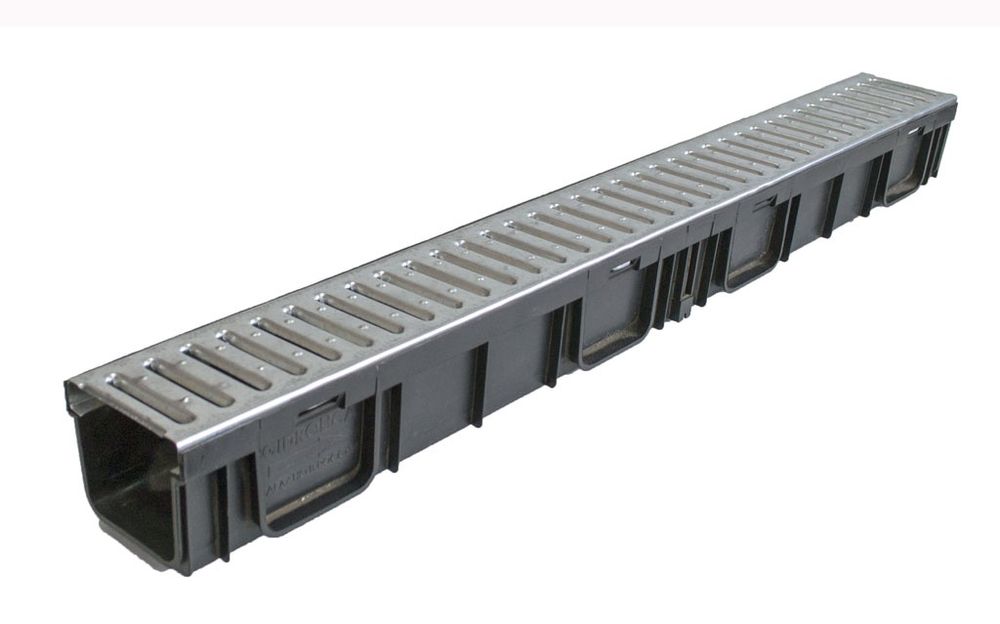 Водоотводные лотки, лоток. Стальная решётка. Пластиковые водоотводные