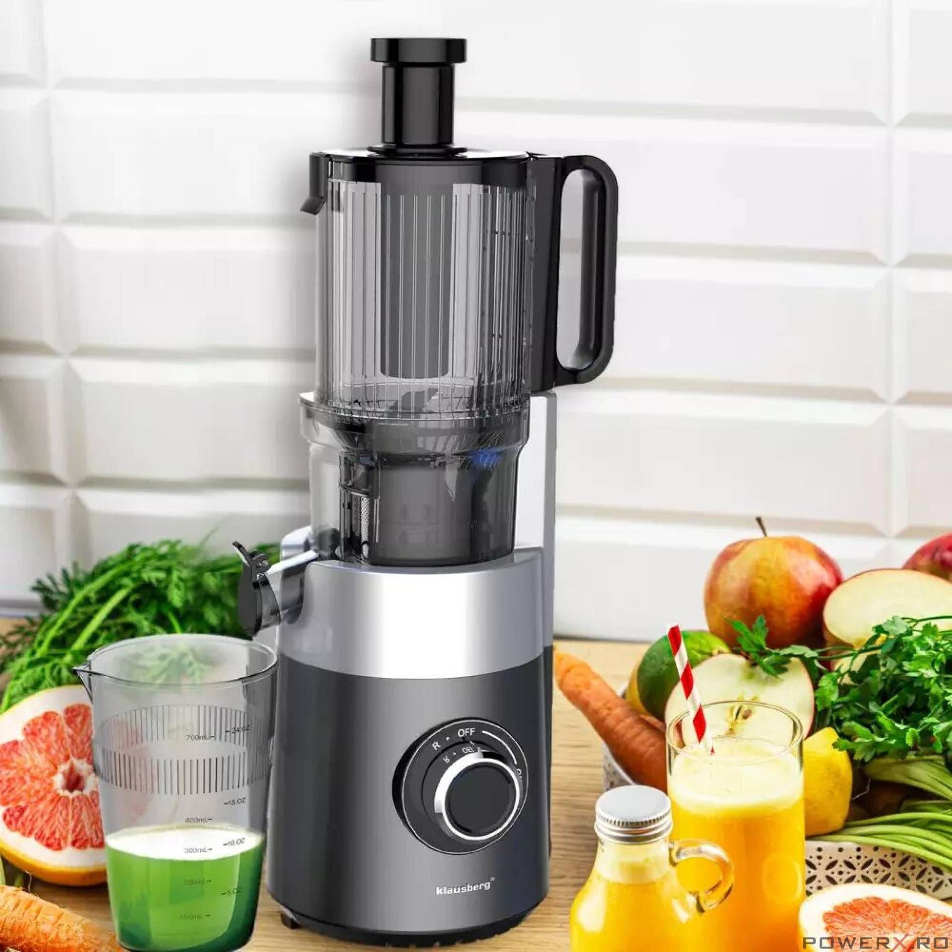 Storcator vertical pentru fructe si legume, putere 180 W, gri,