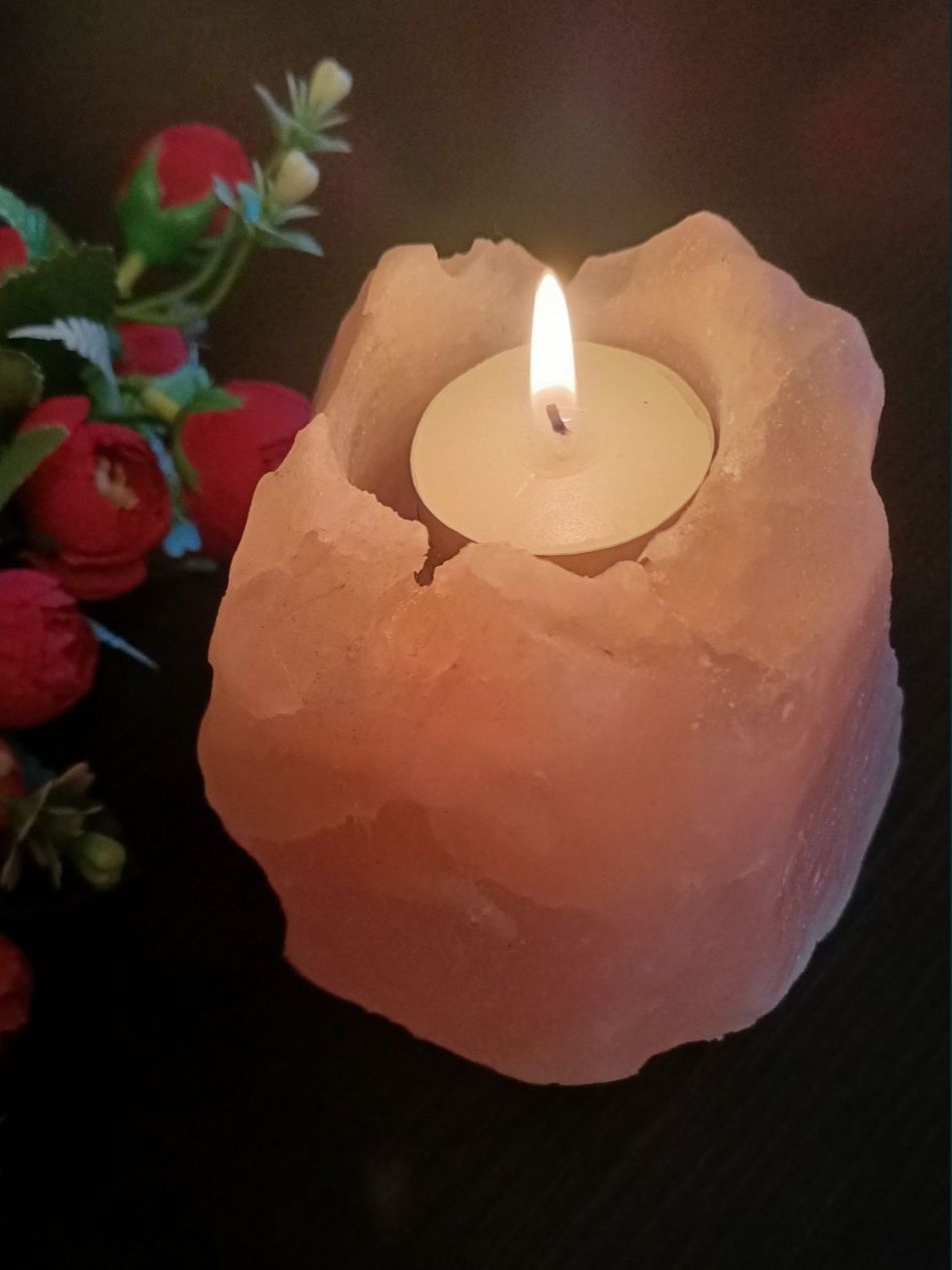Подсвечник из розовой гималайской соли