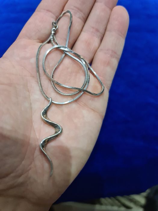 N lant colier argint 925 masiv,Germania, pandantiv țurțuri,44 cm