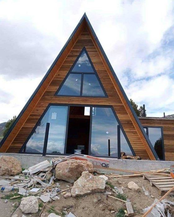 Cabana stil A-Frame, Casa, Foisoare si Terase din structura de lemn