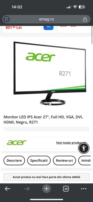 Monitor acer 27 inch