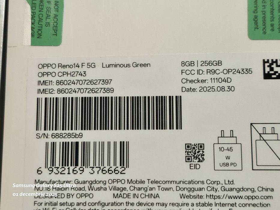 Oppo Reno 14F -5G / Luminous Green / 256 GB