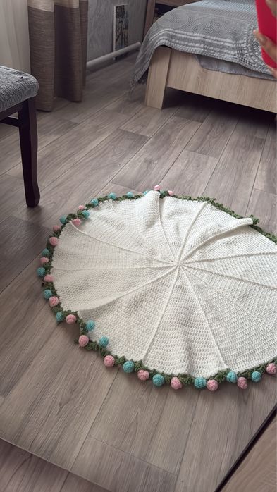 плед букет вязанный