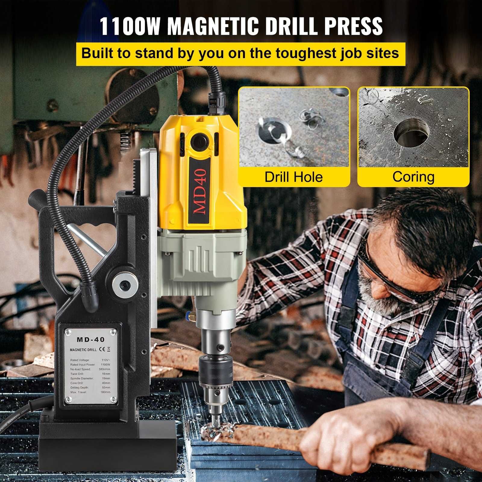 Set masina gaurit cu talpa magnetica si freze