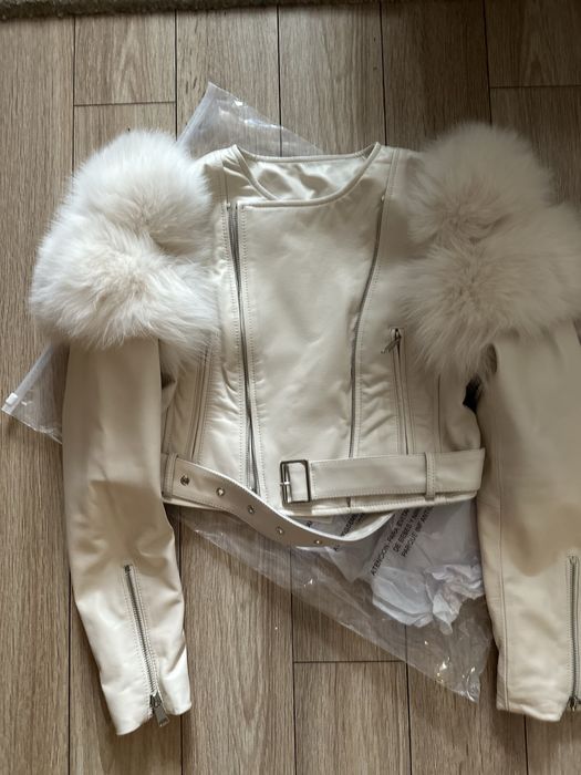 Кожено яке от естествена кожа с естествен косъм