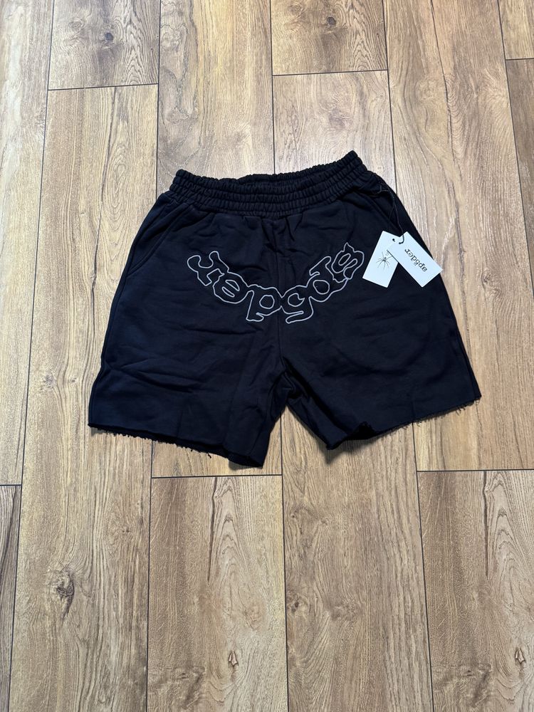 sp5der Embroidered Logo Black Shorts