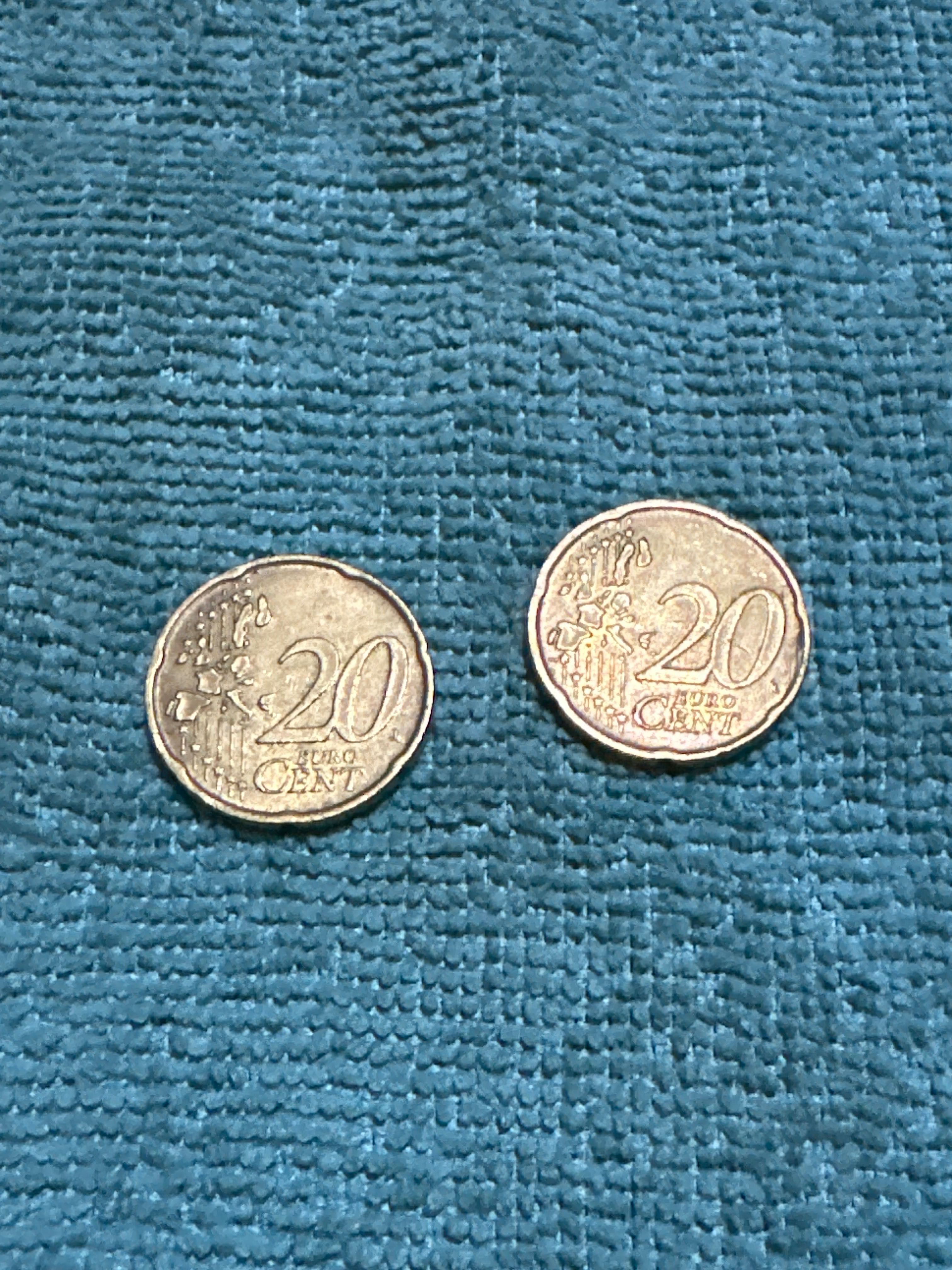 0.20 евро цента Италия 2002 с грешка при сеченето