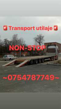 Transport marfa utilaje cu trailer dotat cu rampi