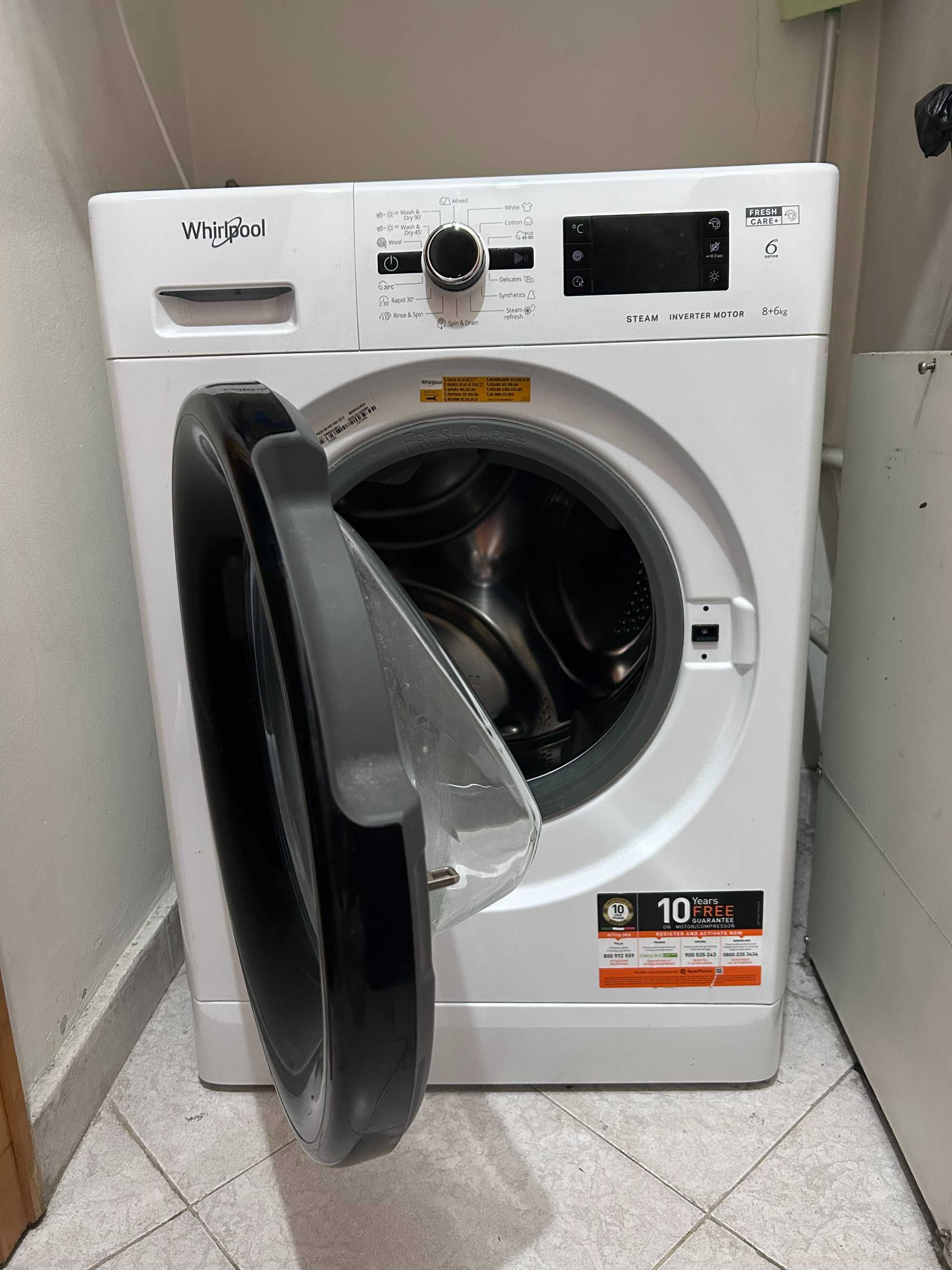 Свободностояща пералня със сушилня Whirlpool 6th Sense: 8,0 кг