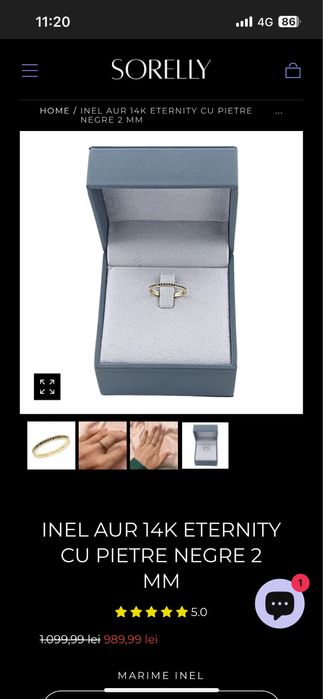 Inel aur 14k vu pietre