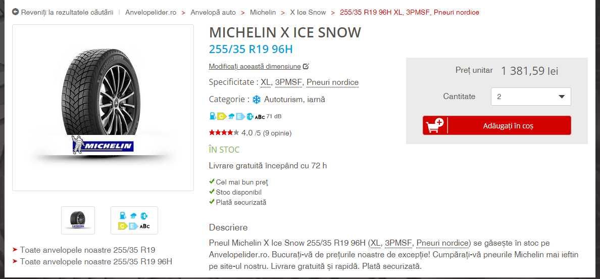 Michelin X Ice Snow 255/35 R19 96H XL, Pneuri nordice (iarnă) (2023)