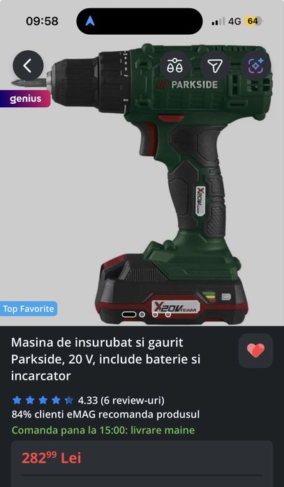 Masina de insurubat si gaurit Parkside, 20v