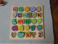 Joc educativ alfabet + masinute lemn