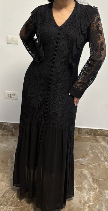 Rochie lunga dantela si matase