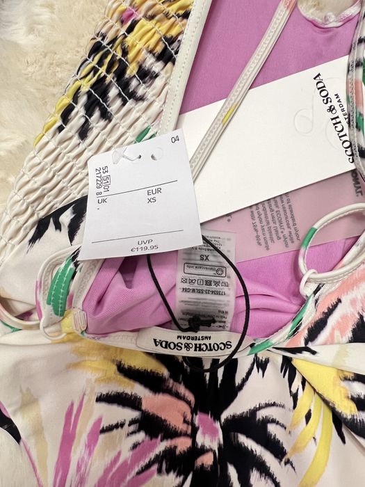 Costum de baie intreg Scotch & Soda Amsterdam alb roz de brand