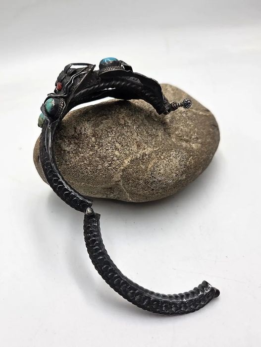 Veche bratara imperiala China - argint masiv si turcoaz natural  - din