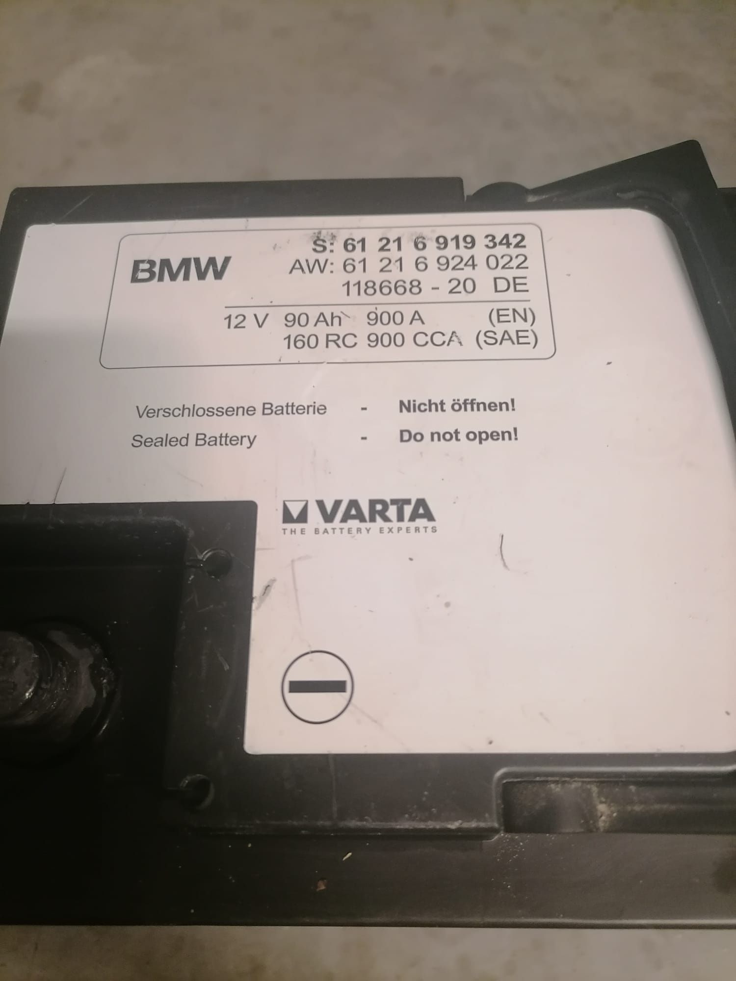 Baterie auto BMW 90 amperi Agm cu Start stop import Germania