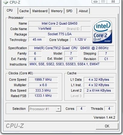 Процесор ЦПУ CPU Intel core 2 quad q9450 775 четириядрен 12MB Cach