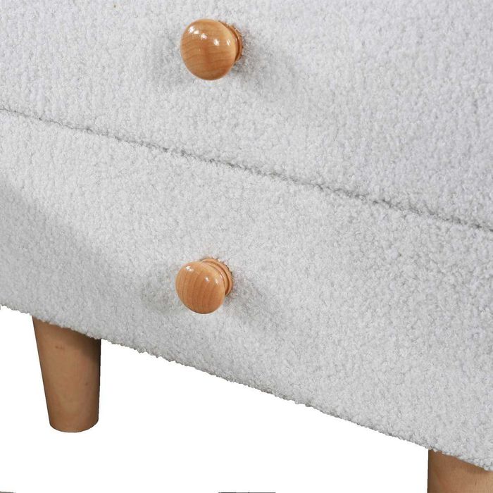 Подплатено нощно шкафче с 2 чекмеджета с безшумно плъз. МДФ+бор, бяло