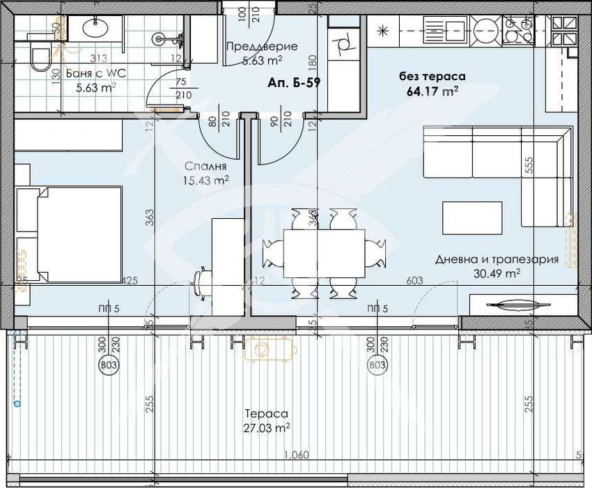 Двустаен апартамент в Кършияка 441 - 15716