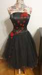 Rochie balerina tulle negru broderie aplicata