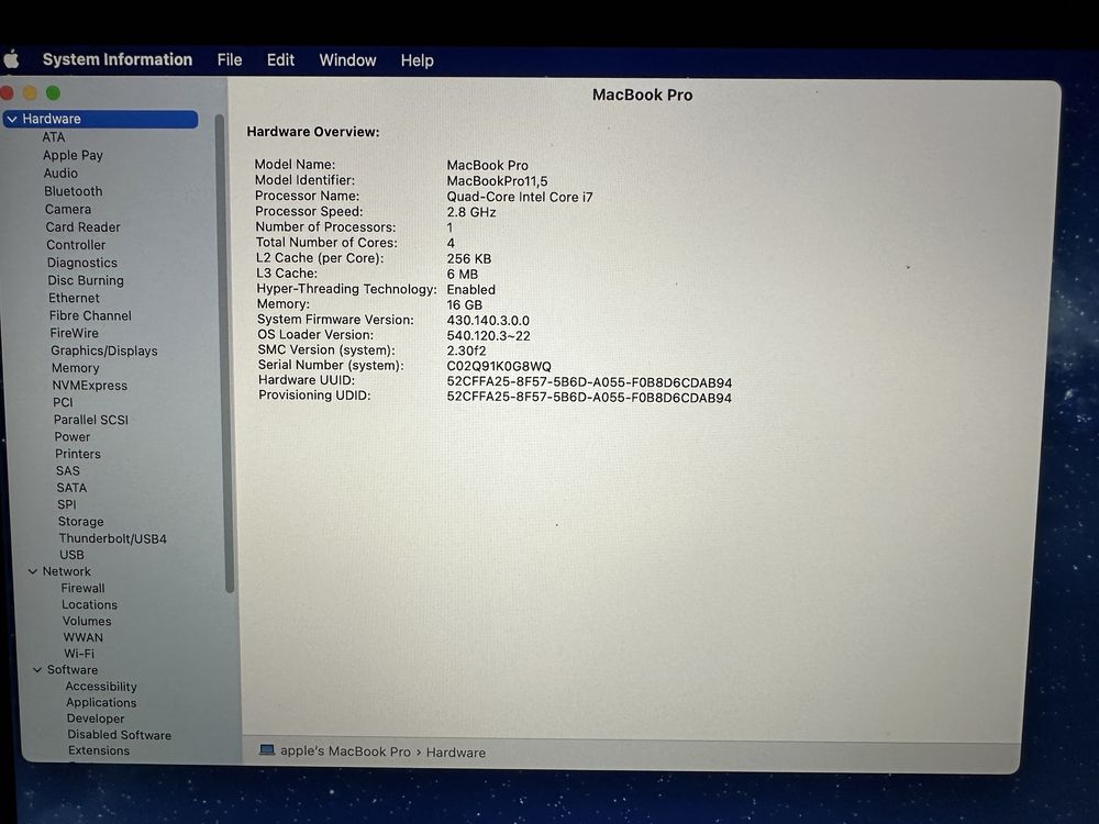 Laptop Apple MacBook Pro 15 Retina, Intel® Quad Core™ i7 2.50GHz