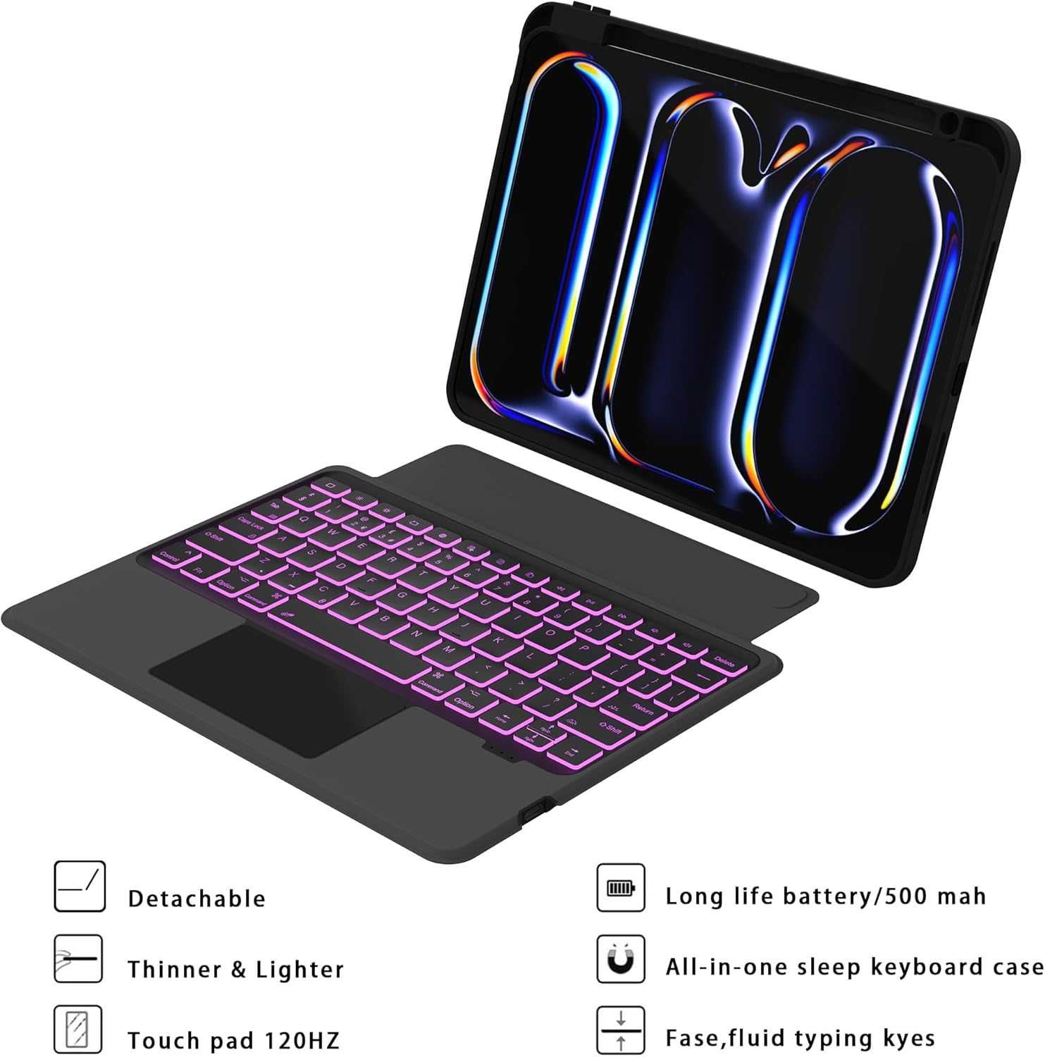 ROOFEI Калъф с клавиатура за iPad Pro 11-инчов (M4,2024,A2836,A2837)
