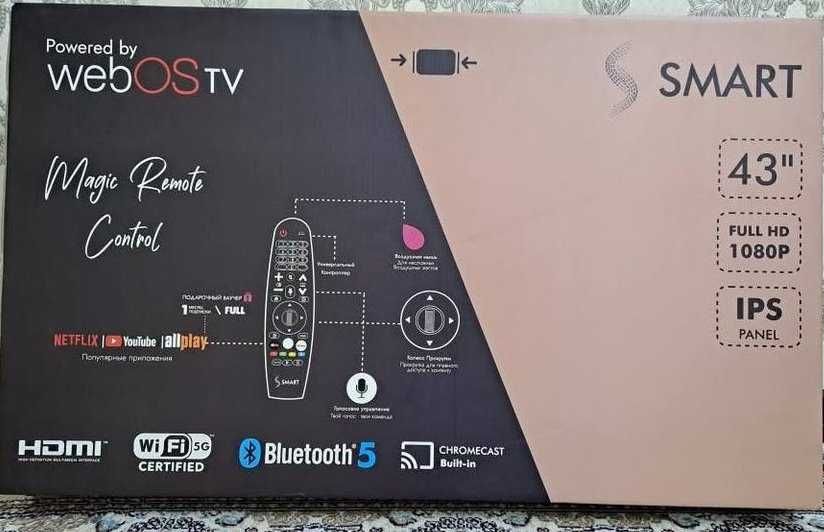 Телевизор "Ssmart" 43'' /FHD/ Smart / WEB OS (LG)/ Безрамочный (FSV22)