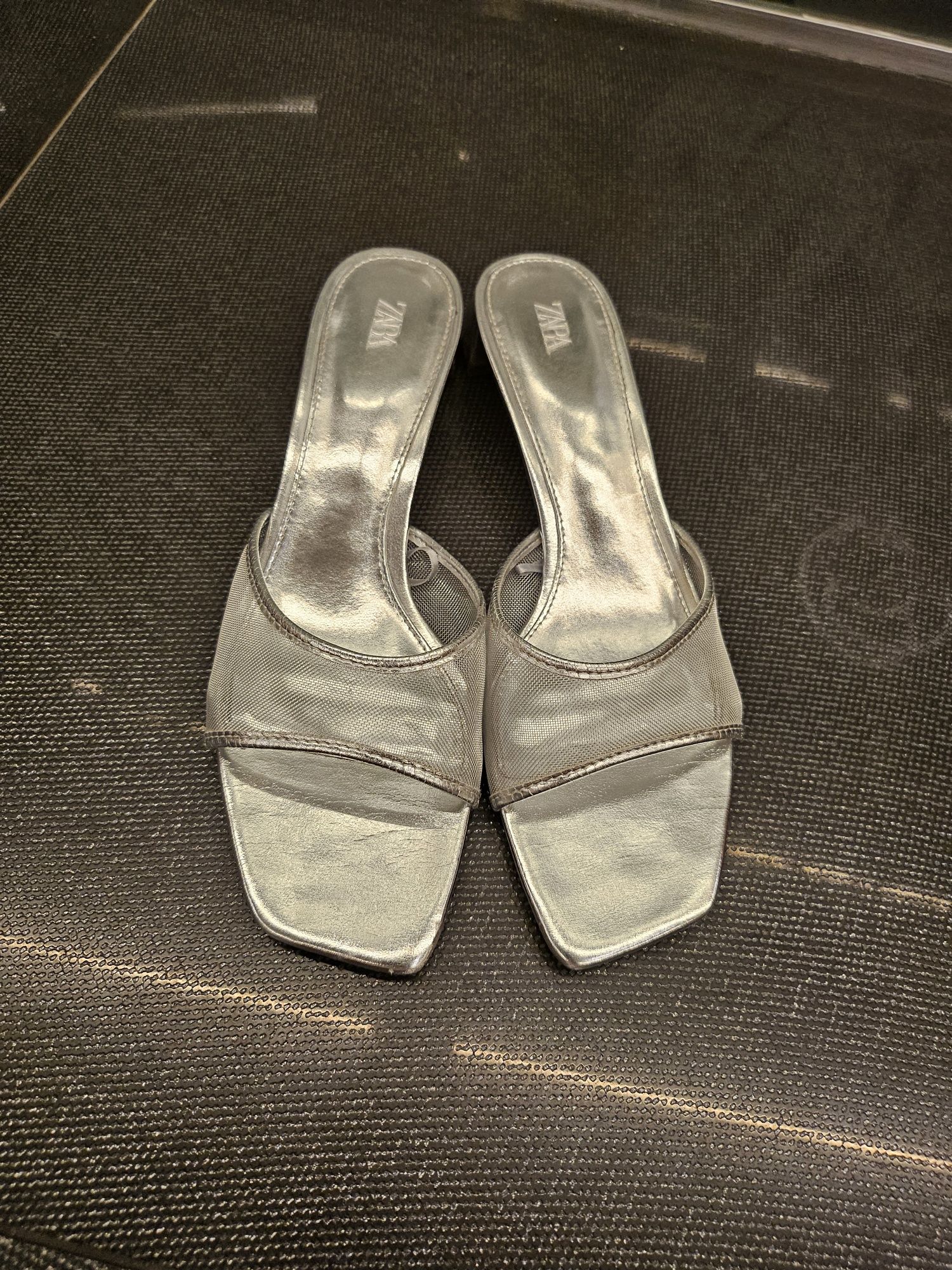 ZARA чехли сребро и тюл н.38