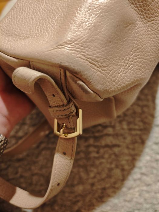 Zarena - кожена раница -цвят пудра