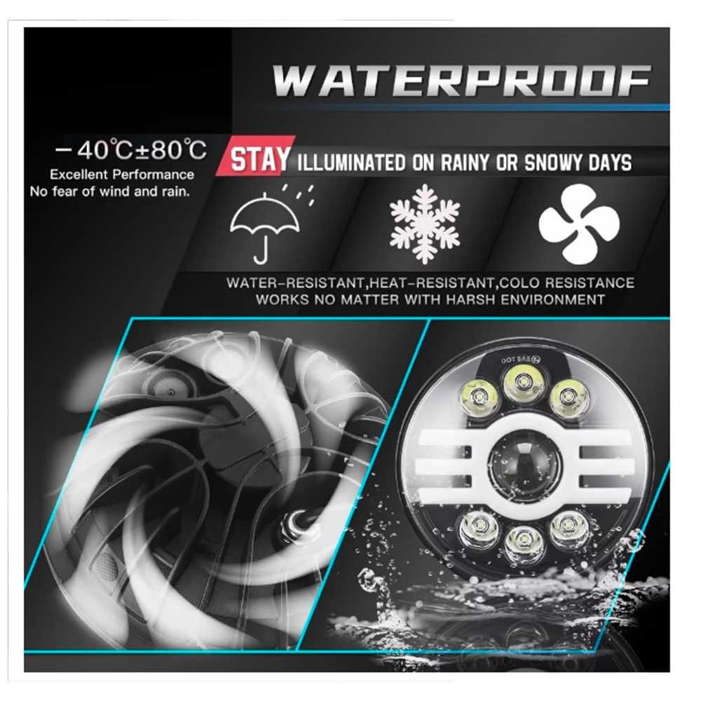 LED фар/лампа/халоген 18 см , 12V-24V, къси/дълги, 5000lm, универсален
