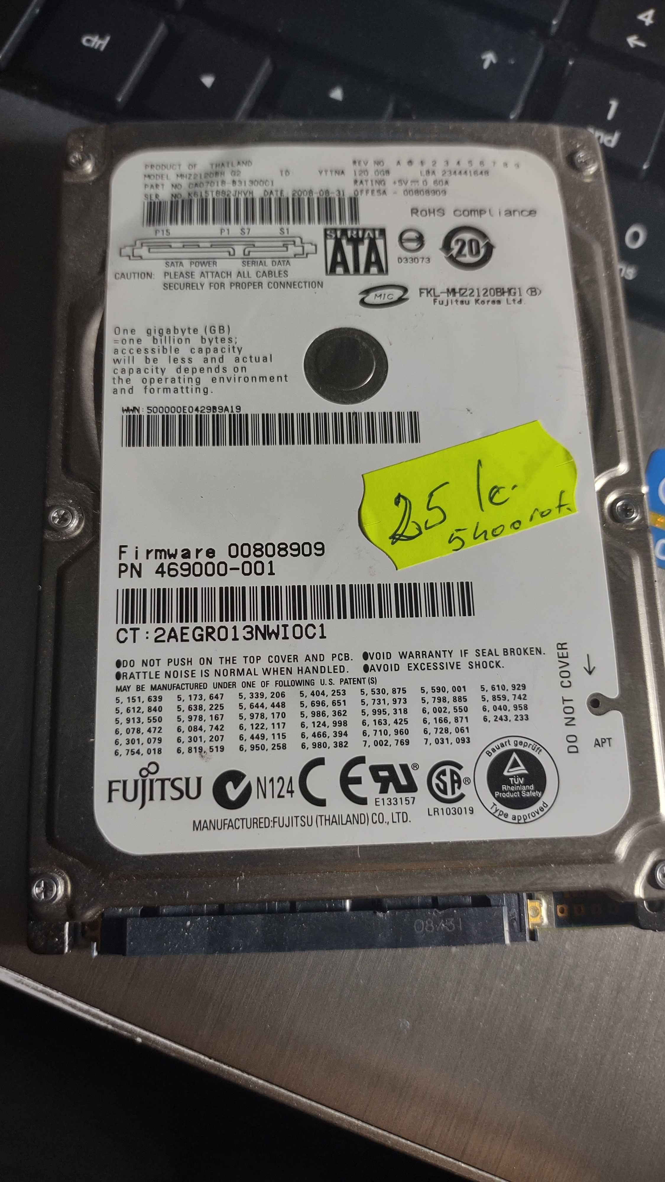Hard SATA laptop Fujitsu,  120 gb + 5400 rot/min