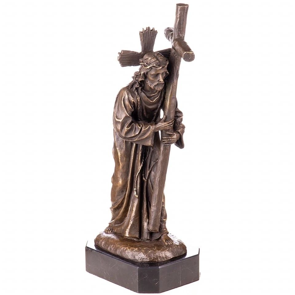 Iisus purtând crucea,statueta din bronz