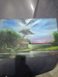 Tablou pictura ulei pe placaj O. M. Carabela 1979