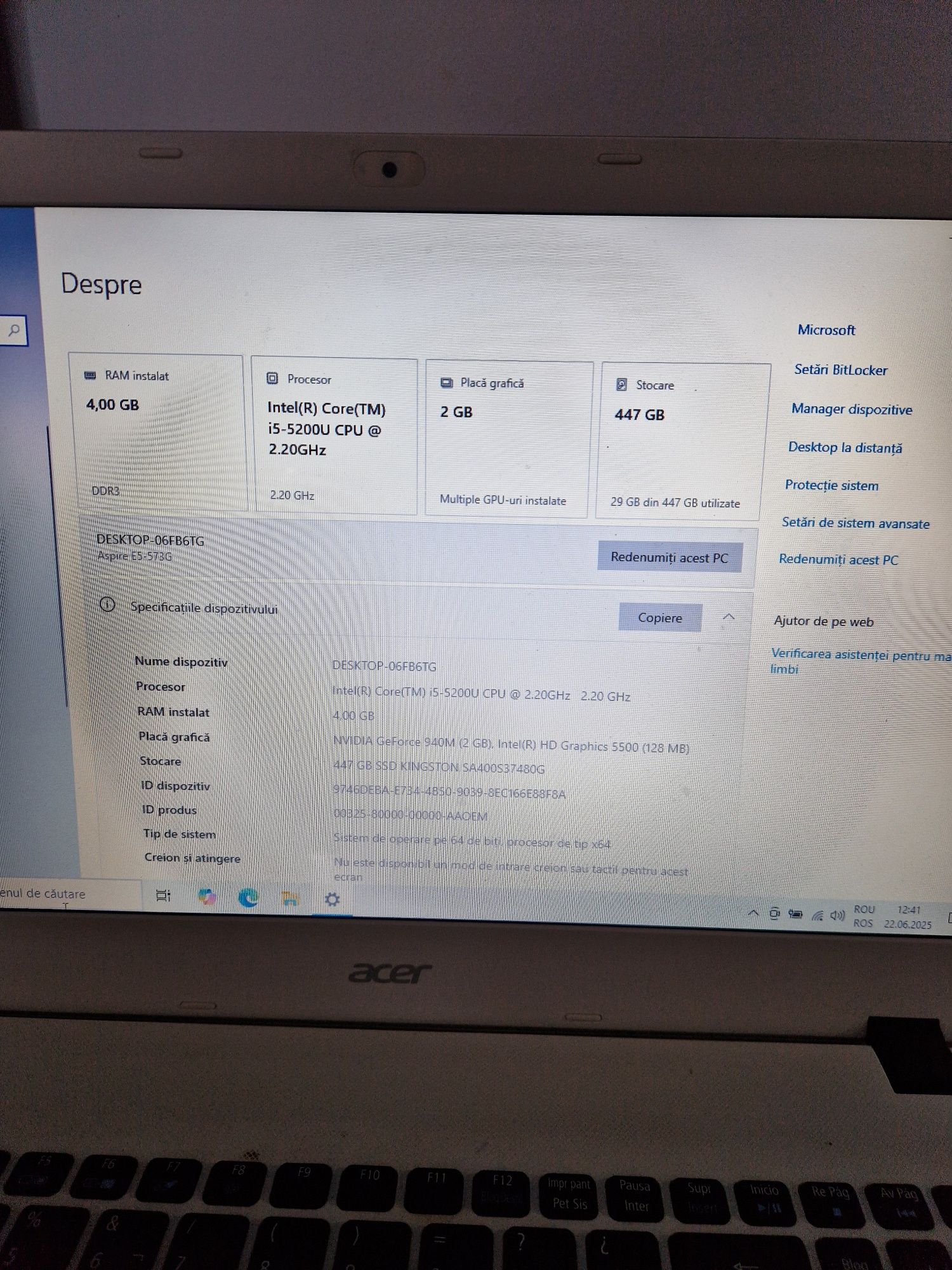 Vând laptop Acer