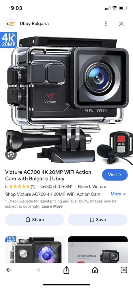 Victure Action Cam AC700 4K 20MP WiFi подводна камера 40м Ultra HD, 2’