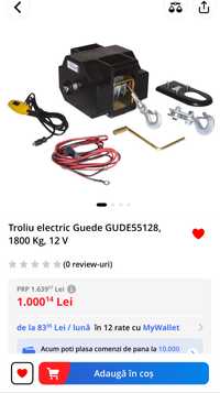 Troliu portabil electric Guede GUDE55128, 1800 Kg, 12 V