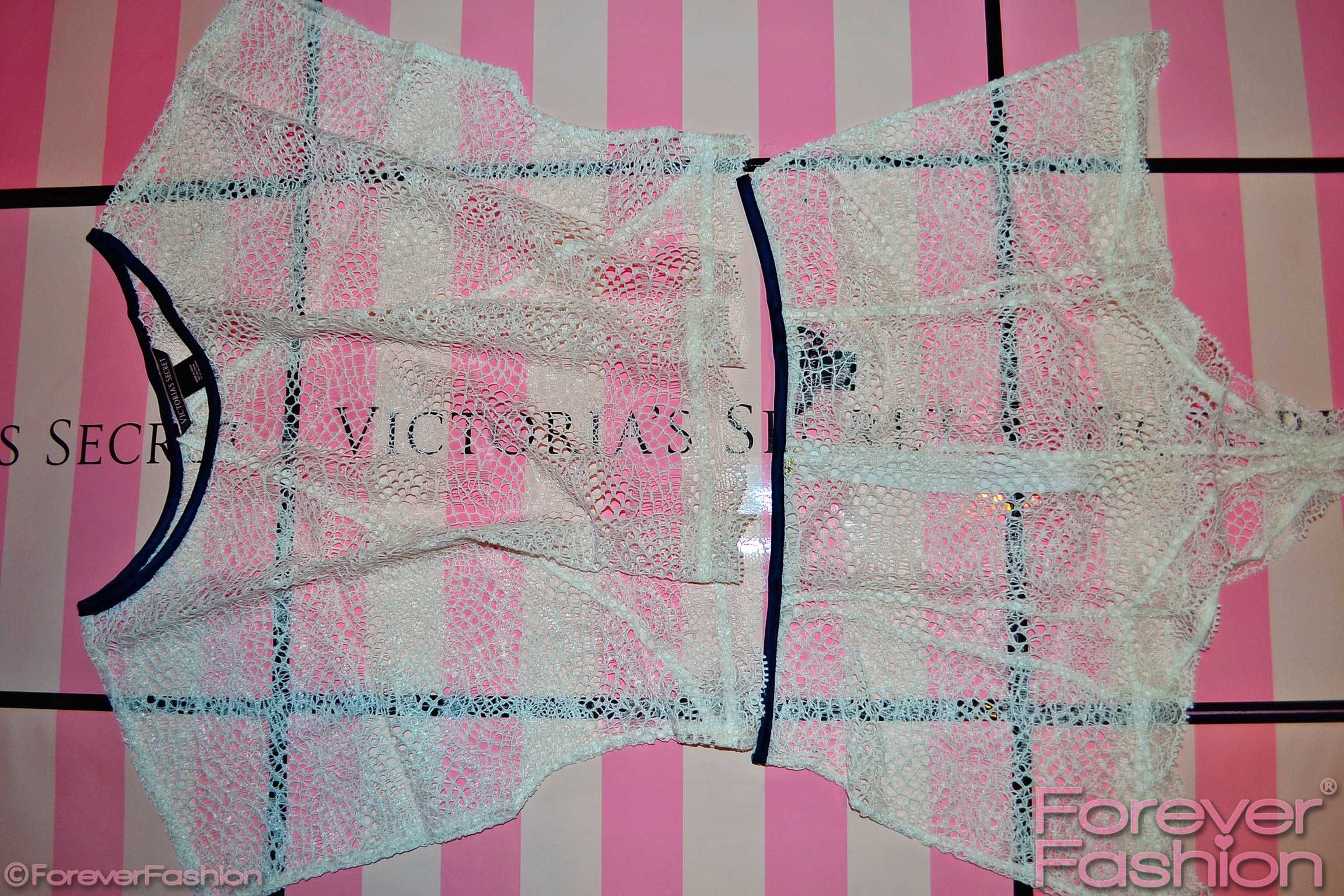 Set Cover-Up Plaja VICTORIA'S SECRET 100% Original Crochet Alb M L XL