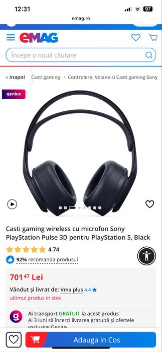 Casti wireless PS5 Sony Pulse 3D