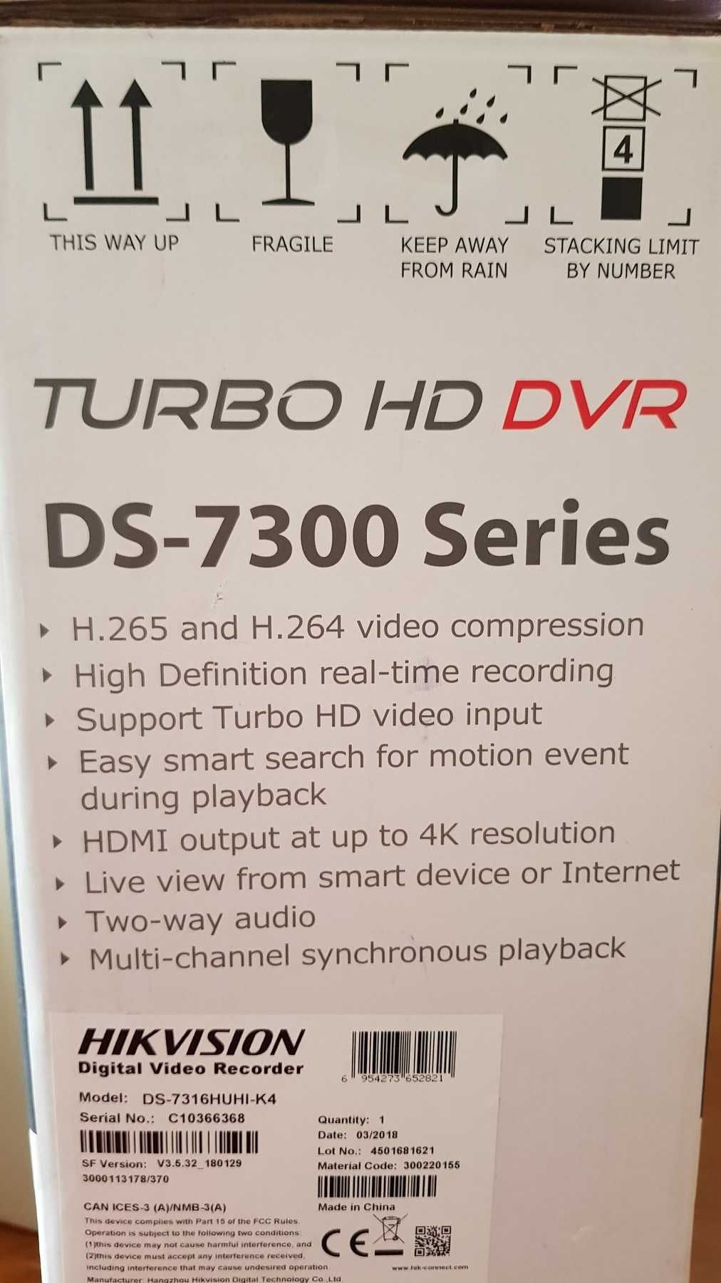 Продавам 16 канален HD-DVR рекордер Hikvision DS-7316HUHI-K4