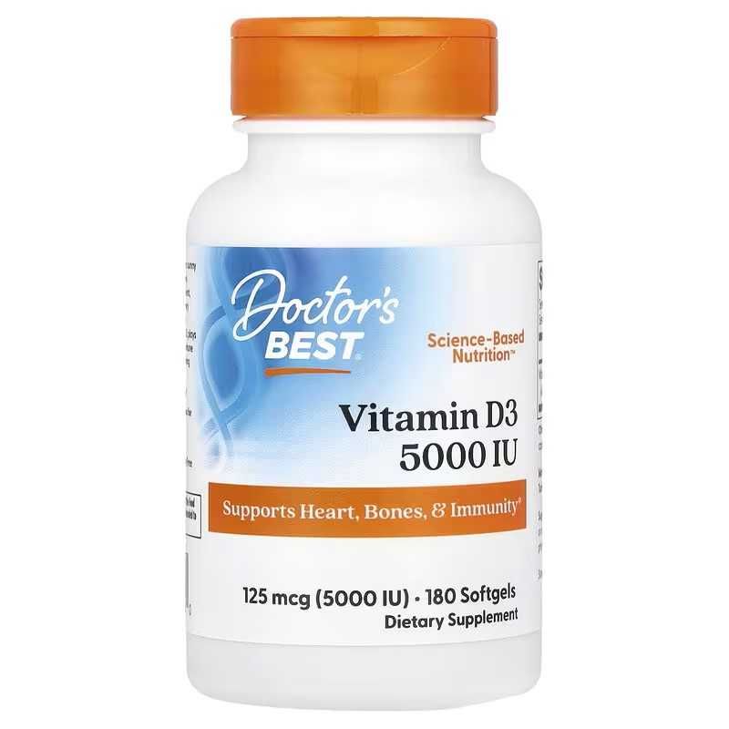 Doctor's Best, Doctors Best, D3, Д3 (5 000 МЕ), 180, 360 и 720 капсул